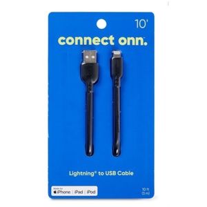 ONN. 10ft. Lightning to USB Cable for iPhone, iPad, iPod, Black
